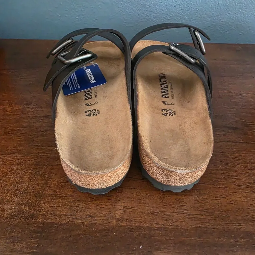 Birkenstock Arizona Wired buckle Vintage wood black Sandals 43 US Mens 10 R NIB